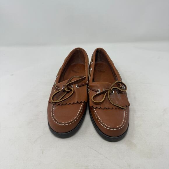 Vintage G.H. Bass & Co Fringe Moccasin Boat Shoes Brown Leather Size 7 - Picture 4 of 15